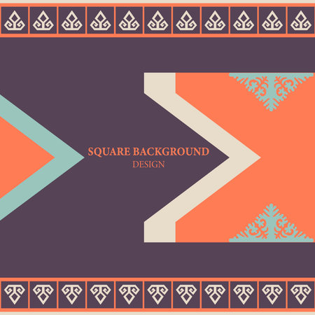 Template for your design. Ornamental elements and motifs of Kazakh, Kyrgyz, Uzbek, national Asian decor for packaging, boxes, banner and print design. nomad style. Vector.のイラスト素材