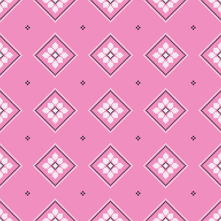 Seamless vector Pattern in Russian and Ukrainian Style. Ornament. Background with decorative elements. Print with ethnic, folk, traditional motifs. Can be used for wallpaper, textile, wrapping, decorative.のイラスト素材