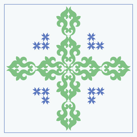 Classic pattern with green curls on a white background. Arabesque.のイラスト素材
