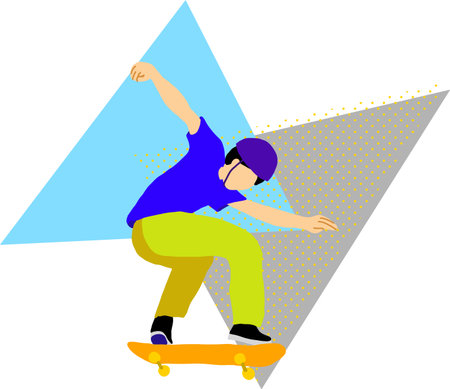 Illustration of a skateboarder. It is an illustration of the whole body.のイラスト素材