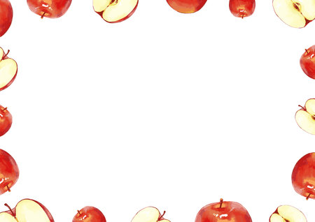 A simple and cute apple discreet frame.のイラスト素材