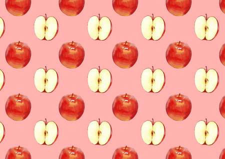 Simple and cute apple wallpaper pattern.(back:pink)のイラスト素材