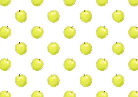 Simple and cute green apple wallpaper pattern 01.のイラスト素材