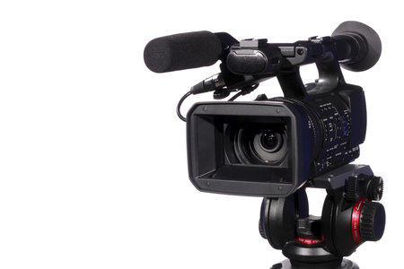 professional camcorder, isolated over white