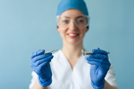 Dentist examining a patients teeth in the dentist room