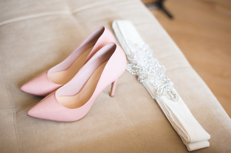 Bride wedding details - wedding shoesの写真素材