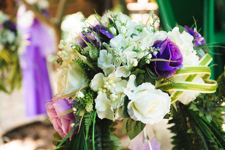 wedding ceremony decoration, beautiful wedding decor, flowersの写真素材