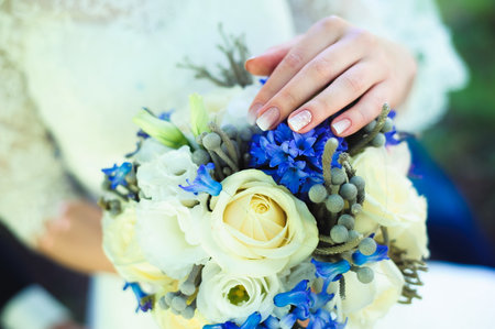 wedding bouquet, bouqet of beautiful flowers on wed dayの写真素材