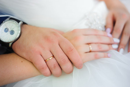 Wedding details - wedding rings as a symbol of happy life togetherの写真素材