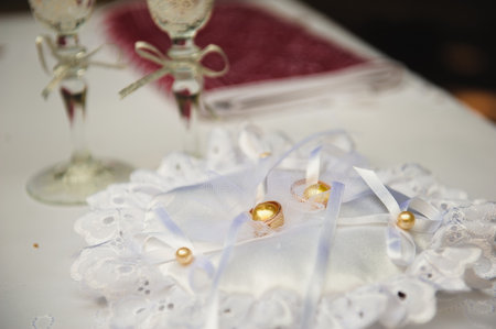 Wedding details - wedding rings as a symbol of happy life togetherの写真素材