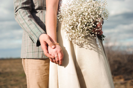 Wedding details - wedding bouquet of a brideの写真素材