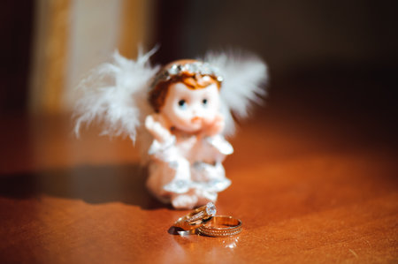 Wedding details - wedding rings as symbol of happinessの写真素材