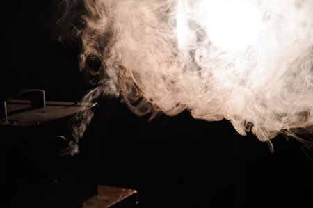 lights in smoke, studio lights shining through the smoke from smoke machine.の写真素材