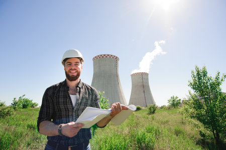 The engineer reads the instruction at an electrical station