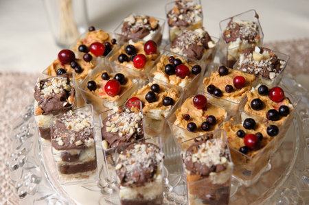 Delicious sweet buffet with cupcakes. Sweet holiday buffet