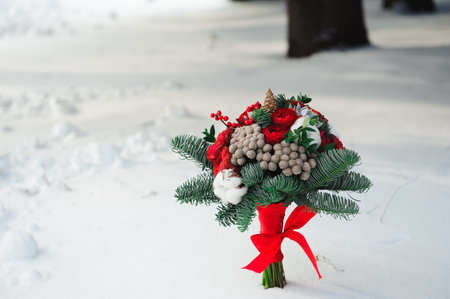 wedding bouquet, bouqet of beautiful flowers on wed dayの写真素材