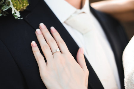 Beautiful bride wedding details as a backgroundの写真素材