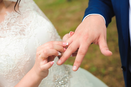 Wedding details - wedding rings as a symbol of happy lifeの写真素材