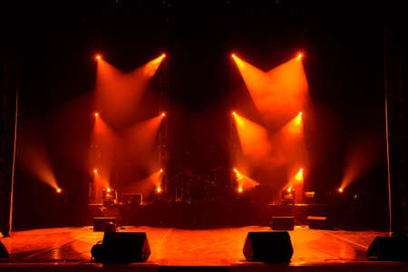 Concert light show, colorful lights in a concert stageの写真素材
