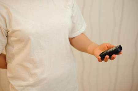 Blood test diabetes. Health care and people concept.の写真素材