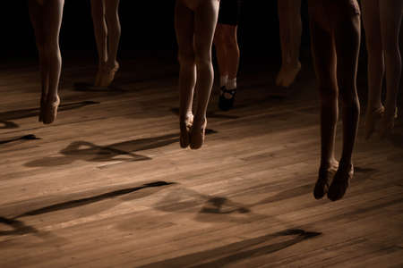 Close Up Of Feet In Childrens Ballet Dancing Class.の写真素材