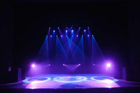 Free stage with lights, lighting devices on the consert.