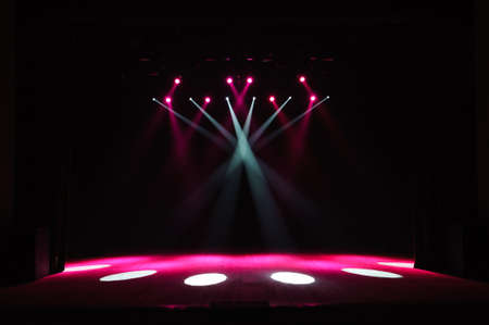 Free stage with lights, lighting devices on the consert.