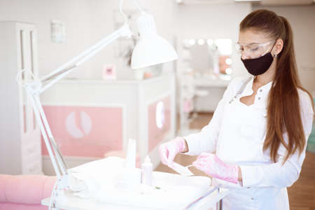 Woman feet receiving pedicure in a Day Spaの写真素材