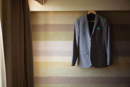 wedding details - elegant groom dressed wedding tuxedo costumeの写真素材