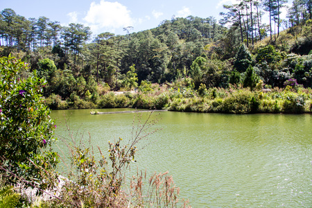 Beautiful lake in the valleyの写真素材