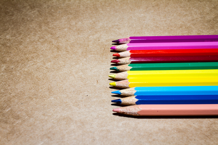Colored pencil, various colored such as blue, Green, Pink, Red, Yellow etc.の写真素材