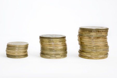 coins in rowの写真素材