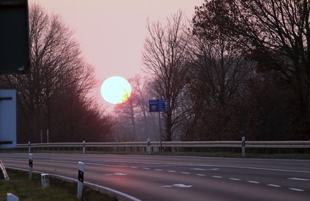 Sunset on a roadの写真素材