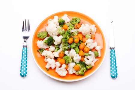 broccoli, cauliflower and carrot の写真素材