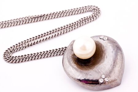 pearl and metal necklaceの写真素材