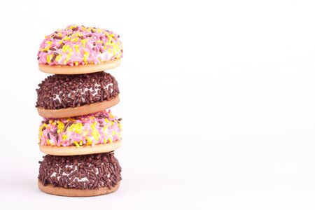 marshmallow cookies with sugar sprinklesの写真素材