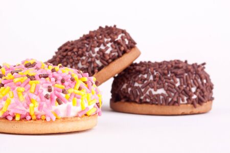 marshmallow cookies with sugar sprinklesの写真素材