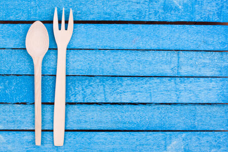 wooden spoon and forkの写真素材