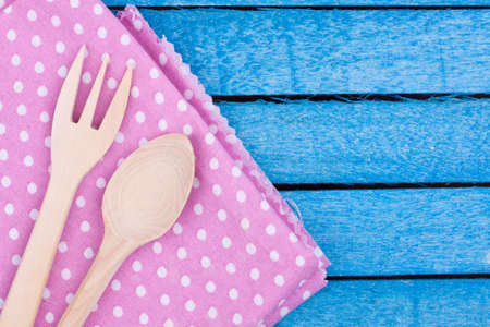 wooden spoon and forkの写真素材