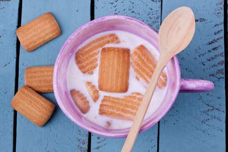 biscuit and milkの写真素材