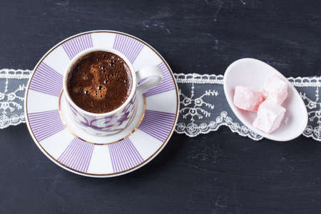 Turkish coffee and Turkish delightの写真素材