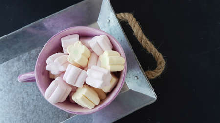 flower shape marshmallow candiesの写真素材