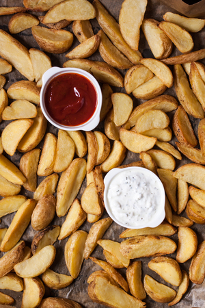 baked potatoes fingerの写真素材