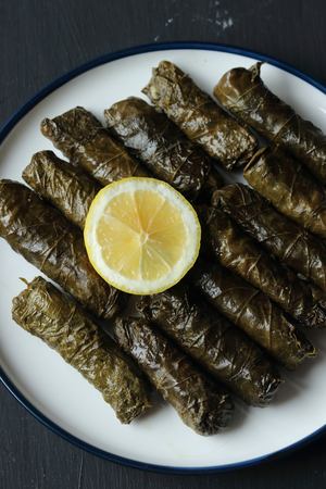 stuffted grape leaves with riceの写真素材