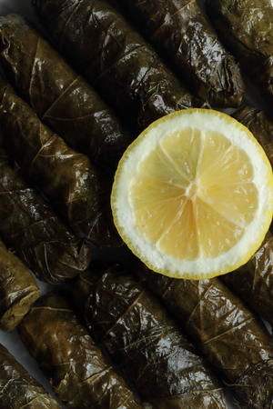 stuffted grape leaves with riceの写真素材