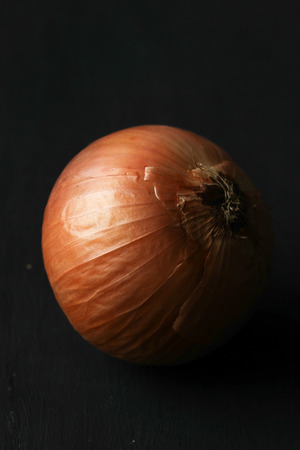 Onion on a black backgroundの写真素材