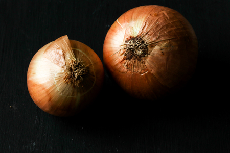 Onion on a black backgroundの写真素材