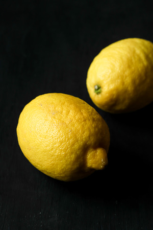 Lemon on a black backgroundの写真素材