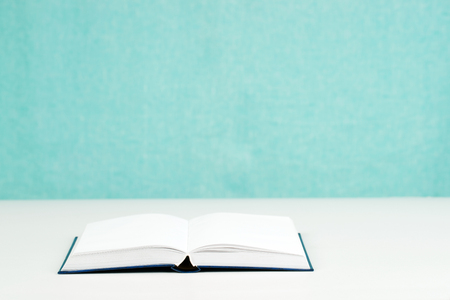 Open book on table. Back to school. Copy space. Top view.の写真素材