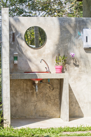 lavatory and toilet open air in gardenの写真素材